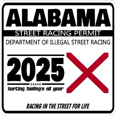 2024 Illegal Street Racing Permit Drag Racing Car Truck Window Funny Humor Novelty Black White Rectangle Sticker Safety Decal Unlimited 3" x 2" (Alabama)
