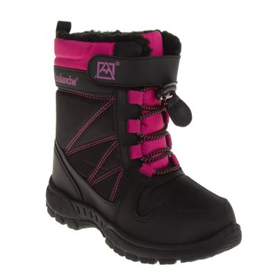 Avalanche Kids Winter Outdoor Insulated Warm Non-Slip Snow Boots, Pink Black (9 Medium, Toddler)