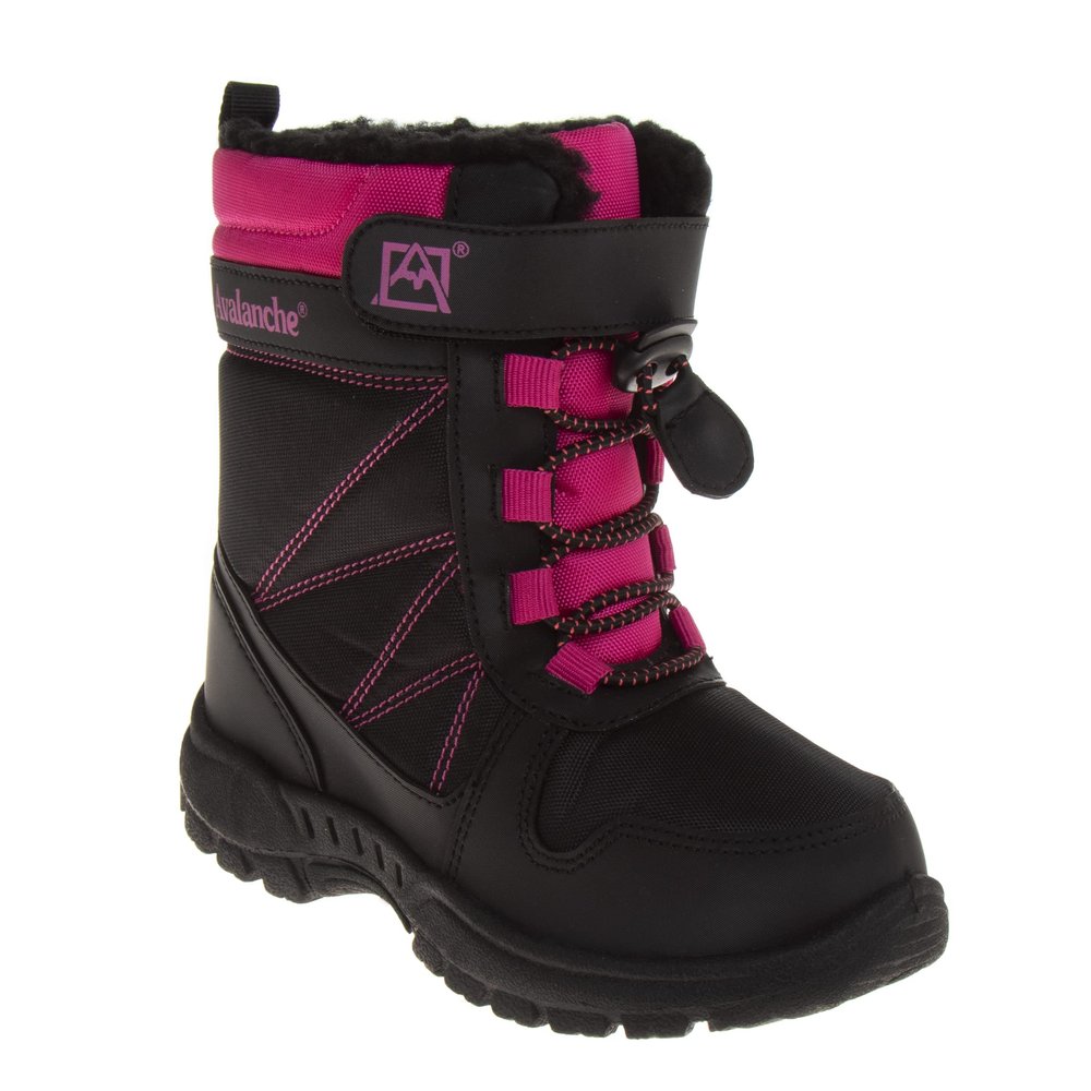 Avalanche Kids Winter Outdoor Insulated Warm Non-Slip Snow Boots, Pink Black (9 Medium, Toddler)