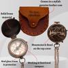 Engraved Compass Gift for Men  Vintage Brass Pocket Compass for Hiking, Adventure, and Travel  Antique Finish with Leather Case  Moon & Stars, or Road Design  Gift for Dad, Husband, or Son view 2