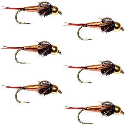 The Fly Fishing Place Bead Head Copper John Nymph Fly Fishing Flies - Set of 6 Flies Hook Size 18