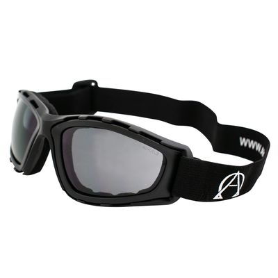 Alpha Omega Sports & Motorcycle Safety Riding Goggles Z87.1 Wraparound Padded Black Frame w/Smoke Lens
