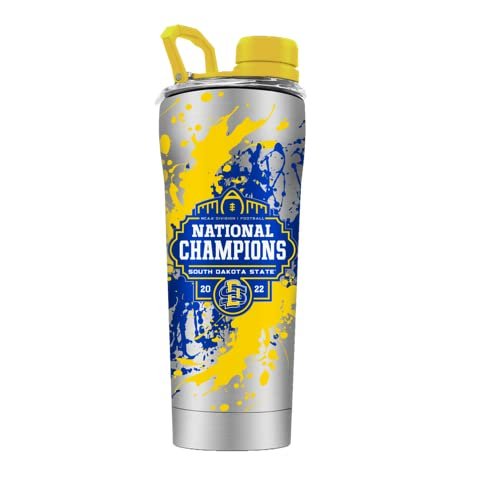 Gametime Sidekicks South Dakota State Stainless Steel Shaker Tumbler - Officially Licensed, 18/8 Stainless Steel, Double-walled, Vacuum-insulated, UV LED Printed Logos, Sweatless, Stays Hot/Cold - 2022 FCS National Champions