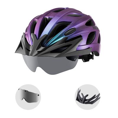 ROCKBROS Bike Helmet for Adult Men Women with Suggested Fit 58-62cm, Removable Goggles & Sun Visor, Lightweight with Adjustable Side and Chin Strap, Suitable for Myopia Glasses
