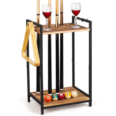 Jolensoy Pool Stick Holder - Freestanding Pool Cue Holder Floor Stand Wooden Cue Stick Holder 10-Hole Billiard Cue Racks for Game Room Billiard Room Decor Club Pool Table Accessories