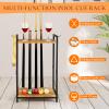 Jolensoy Pool Stick Holder - Freestanding Pool Cue Holder Floor Stand Wooden Cue Stick Holder 10-Hole Billiard Cue Racks for Game Room Billiard Room Decor Club Pool Table Accessories view 2