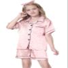 Schbbbta Satin Pajamas Sets for Girls, 2 Pcs Short Sleepwear Silk Button-Down Pj Set Loungewear, Bright Pink Leopard, 13-14 Years = Tag 170 view 2