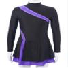 JEATHA Kids Girls Rhinestones Figure Skating Dress Long Sleeve Mock Neck Color Block Dance Leotard Dress Purple 6 Years view 2