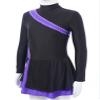 JEATHA Kids Girls Rhinestones Figure Skating Dress Long Sleeve Mock Neck Color Block Dance Leotard Dress Purple 6 Years view 3