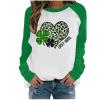 Fashion Womens Spring Tops St Patricks Day Shirts Patchwork Long Sleeves Blouse Irish Green Shamrock Graphic Tees Top