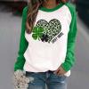Fashion Womens Spring Tops St Patricks Day Shirts Patchwork Long Sleeves Blouse Irish Green Shamrock Graphic Tees Top view 2