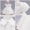 AGQT Toddler Girls Party Dress Baby Girls Short Sleeve Big Bow Formal Gown Dress Flower Girls Wedding Baptism Dress with Headband White Size 18-24 Months view 2