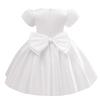 AGQT Toddler Girls Party Dress Baby Girls Short Sleeve Big Bow Formal Gown Dress Flower Girls Wedding Baptism Dress with Headband White Size 18-24 Months view 4