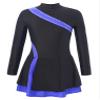 JEATHA Kids Girls Rhinestones Figure Skating Dress Long Sleeve Mock Neck Color Block Dance Leotard Dress Blue 6 Years view 1