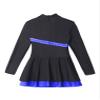 JEATHA Kids Girls Rhinestones Figure Skating Dress Long Sleeve Mock Neck Color Block Dance Leotard Dress Blue 6 Years view 4