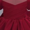 AGQT Toddler Girls Party Dress Baby Girls Short Sleeve Big Bow Formal Gown Dress Flower Girls Wedding Birthday Dress with Headband Claret Red Size 3-4 Years view 4