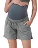 Maacie Maternity Shorts Over Belly Soft Solid Color Stretch Cycling Shorts with Pockets Gray XL view 1