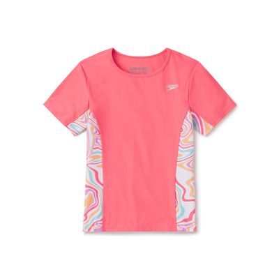 Speedo Girl's Uv Swim Shirt Short Sleeve Printed Rashguard