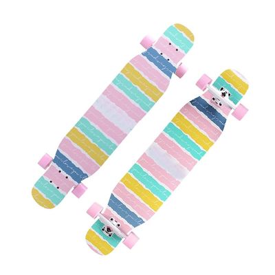 Skateboard Cruiser 7 Layer Maple Wood Deck Complete Skateboard Longboard 43 Inches Drop Through Long Boards Skateboards for Kids Adults, Beginners, Boys, Girls, Teens (Color : Stripes)