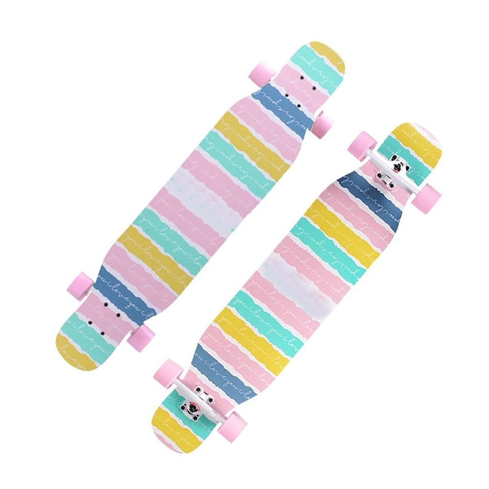 Skateboard Cruiser 7 Layer Maple Wood Deck Complete Skateboard Longboard 43 Inches Drop Through Long Boards Skateboards for Kids Adults, Beginners, Boys, Girls, Teens (Color : Stripes)