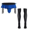 ABAFIP Men's Sissy Lingerie Skirted Garters Belt Panties Bowknot Stockings 2 Piece Crossdressing Underwear Honeymoon Valentine Nightwear set Blue-socks set One Size view 1
