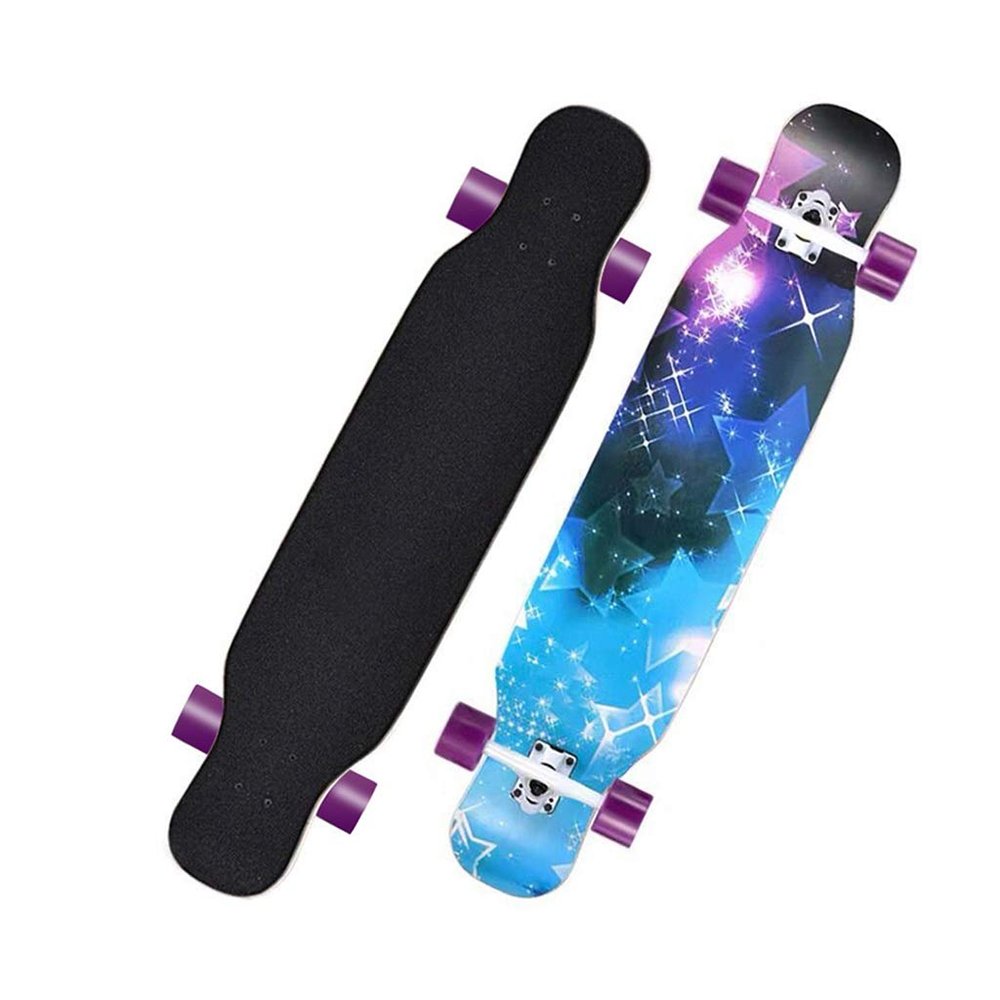 Pro Longboard Complete 42 Inch Skateboards Deck, 8 Layer Maple Double Kick Long Boards Skateboard for Girls Boys Skate Boards Cruiser Beginners Men Girls Teens Adults (Color : Style E)