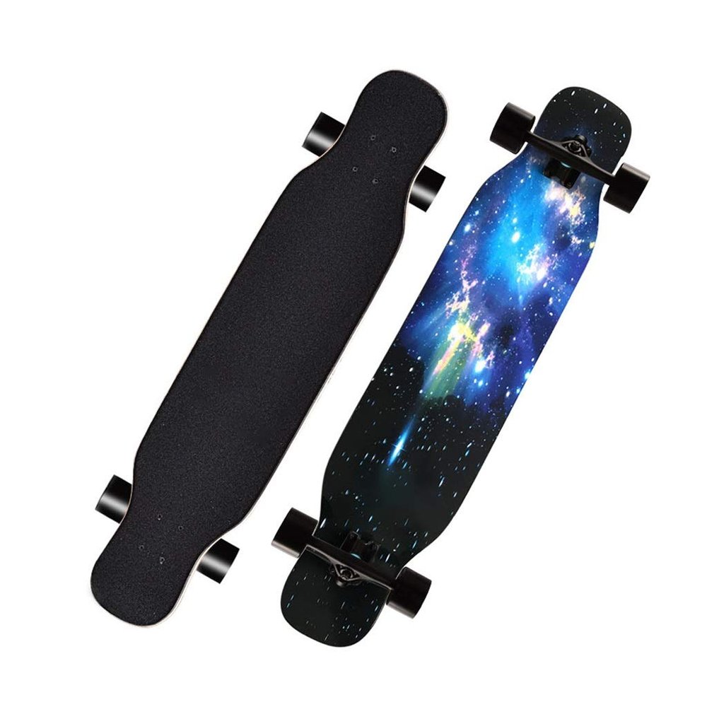 Pro Longboard Complete 42 Inch Skateboards Deck, 8 Layer Maple Double Kick Long Boards Skateboard for Girls Boys Skate Boards Cruiser Beginners Men Girls Teens Adults (Color : Style C)