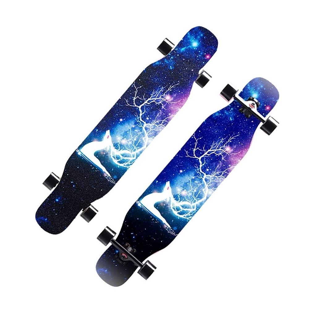 Skateboard Cruiser 7 Layer Maple Wood Deck Complete Skateboard Longboard 43 Inches Drop Through Long Boards Skateboards for Kids Adults, Beginners, Boys, Girls, Teens (Color : Deer C)
