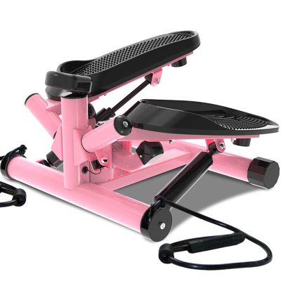 YSUEFIJO Portable Mini Stair Stepper, Stair Stepper with Resistance Band, Anti Slip Fitness Equipment, Exercise Slimming Machine, 330lbs Weight Capacity, for Home, Desk or Office Workouts (Pink)