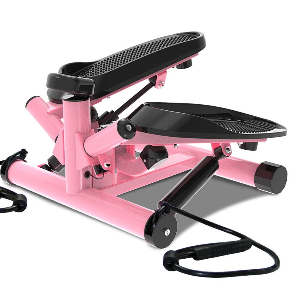 YSUEFIJO Portable Mini Stair Stepper, Stair Stepper with Resistance Band, Anti Slip Fitness Equipment, Exercise Slimming Machine, 330lbs Weight Capacity, for Home, Desk or Office Workouts (Pink)