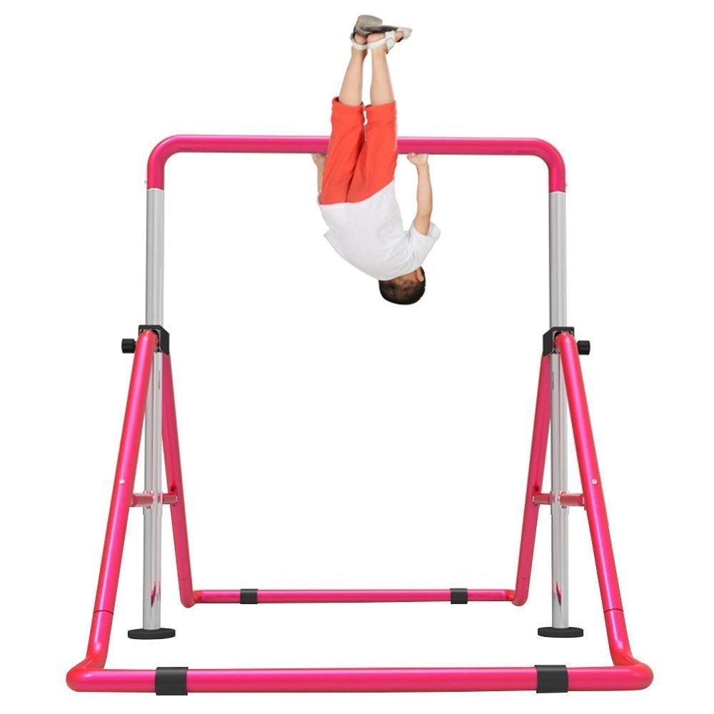 Gymnastics Bar Expandable Gymnastics Horizontal Bar Junior Training Bar Adjustable Home Sports Training Equipment High Bar for Kids,RedG