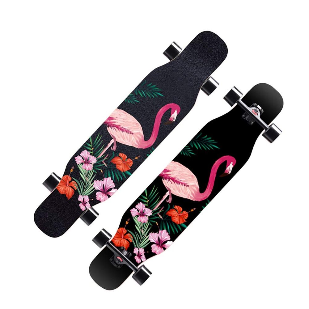 Skateboard Cruiser 7 Layer Maple Wood Deck Complete Skateboard Longboard 43 Inches Drop Through Long Boards Skateboards for Kids Adults, Beginners, Boys, Girls, Teens (Color : Crane)