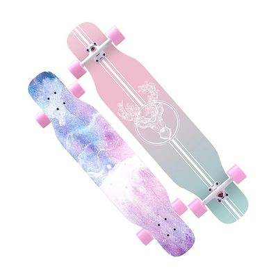 43 Inches Long Boards Skateboards Drop Through Longboard for Kids Adults, Beginners, Teens Skate Boards 7 Layer Maple Wood Deck Longboards Skateboard Cruiser Girls Boys (Color : Style E)
