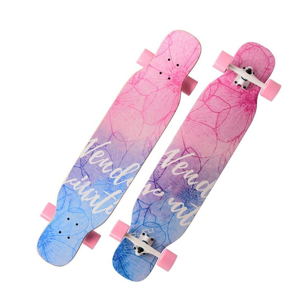 Pro Longboard Complete 42 Inch Skateboards Deck, 8 Layer Maple Double Kick Long Boards Skateboard for Girls Boys Skate Boards Cruiser Beginners Men Girls Teens Adults (Color : Style P)