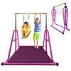 GLANT Gymnastics Bar for Kids with Swing Set, 8 Heights Adjustable Easy Folding Gymnastic Training Bar Kids Monkey Horizontal Bars - Max Load 300LBS (Purple-MAT)
