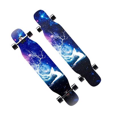 43 Inches Long Boards Skateboards Drop Through Longboard for Kids Adults, Beginners, Teens Skate Boards 7 Layer Maple Wood Deck Longboards Skateboard Cruiser Girls Boys (Color : Style A)