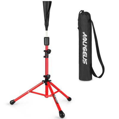 AOLIGEIJS Baseball Tee Batting Tee Softball Tee Portable Travel Hitting Tee,Easy Adjustable Height,Stable Tripod Stand (Baseball Tee Pro, Red)