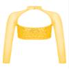 JEATHA Shiny Sequin Crop Top for Girls Long Sleeve Mock Neck Jazz Hip Hop Ballet Dance Tops Dancewear Gold 16 Years view 2