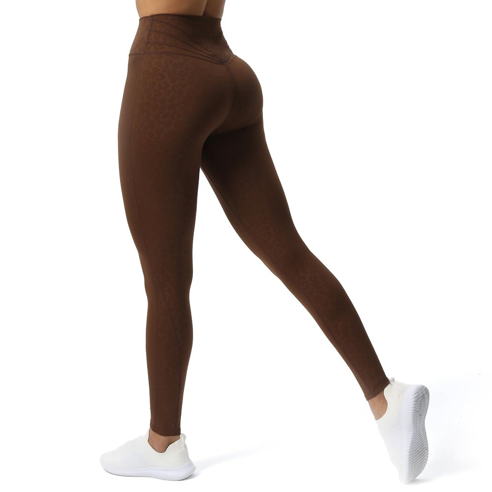 Aoxjox High Waisted Workout Leggings for Women Trinity Yoga Pants 26.5" (Dark Brown Leopard Print, Medium)