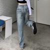 Kisswow Star Y2K Baggy Jeans for Women  High-Waist Distressed Denim Cargo Pants with Star Patch, Light Wash Retro Streetwear for Teens & Women view 3