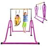 GLANT Gymnastics Bar for Kids with Rings Set, 7 Heights Adjustable Easy Folding Gymnastic Training Bar Kids Monkey Horizontal Bars - Max Load 300LBS (Purple) view 1