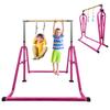 GLANT Gymnastics Bar for Kids with Rings Set, 7 Heights Adjustable Easy Folding Gymnastic Training Bar Kids Monkey Horizontal Bars - Max Load 300LBS (Pink) view 1