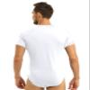 Moggemol Mens Short Sleeve Shirt Undershirt Dance Leotard Press Bottom Crotch One-Piece Bodysuit Romper Pajamas White X-Large view 4