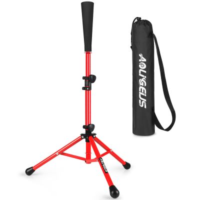 AOLIGEIJS Baseball Tee Batting Tee Softball Tee Portable Travel Hitting Tee,Easy Adjustable Height,Stable Tripod Stand (Baseball Tee, Red)