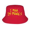 I Pee in Pools Bucket Hat Unisex,Funny Quote Humor Fisherman Cap Packable Casual Lightweight Travel Beach Sun Hats for Outdoor Headwear,Red view 1