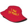 I Pee in Pools Bucket Hat Unisex,Funny Quote Humor Fisherman Cap Packable Casual Lightweight Travel Beach Sun Hats for Outdoor Headwear,Red view 2