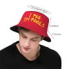I Pee in Pools Bucket Hat Unisex,Funny Quote Humor Fisherman Cap Packable Casual Lightweight Travel Beach Sun Hats for Outdoor Headwear,Red view 3