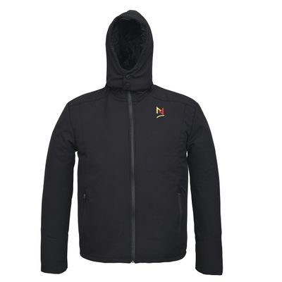 NORMAN Mens Soft Shell Fleece Full Zip Jacket Wind/Rain Resistant Hoodie Quilt Linning Black, BLACK, M