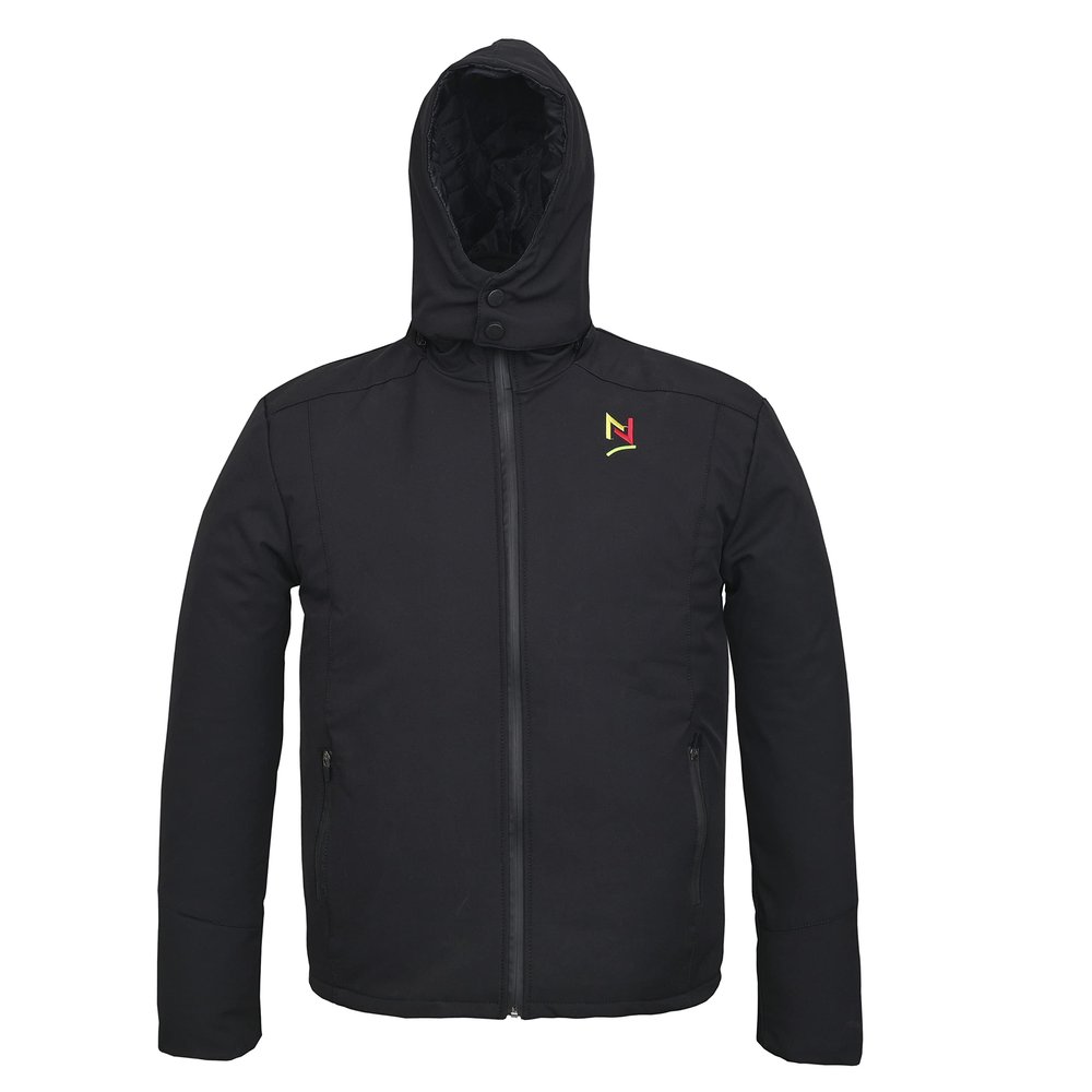 NORMAN Mens Soft Shell Fleece Full Zip Jacket Wind/Rain Resistant Hoodie Quilt Linning Black, BLACK, M