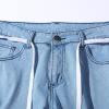 JEsilunmaMY Men's Slim Fit Ripped Jeans Mid Waist Side Striped Pencil Denim Pants Hip Hop Distressed Ankle Zip Skinny Jeans (Light Blue,XX-Large) view 2